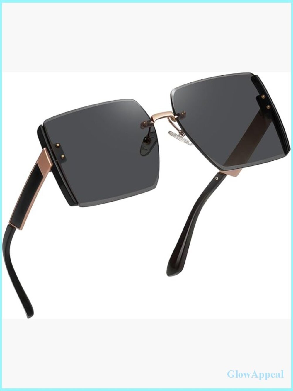 Oversized Rimless Square Sunglasses UV400 Protection Frameless